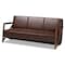 Baxton Studio Christa Mid-Century Fabric Upholstered Faux Leather and Wood Sofa-Dark Brown 191-11708-ZORO - alternate 7